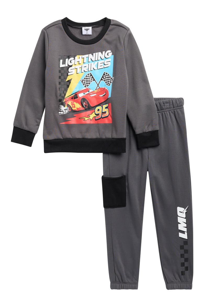 Kids' Cars Crewneck Sweatshirt and Joggers Set, Main, color, GREY