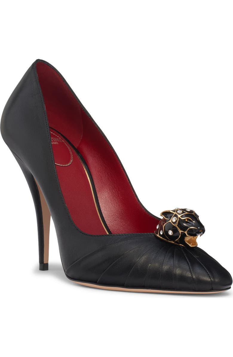Valentino Garavani Panther Pointed Toe Pump, Main, color, 0No Nero