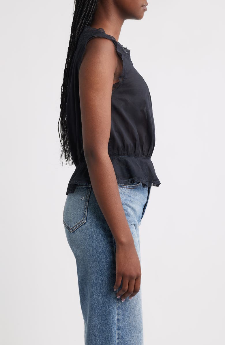 DÔEN Lilibet Lace Organic Cotton Crop Top, Alternate, color, Black