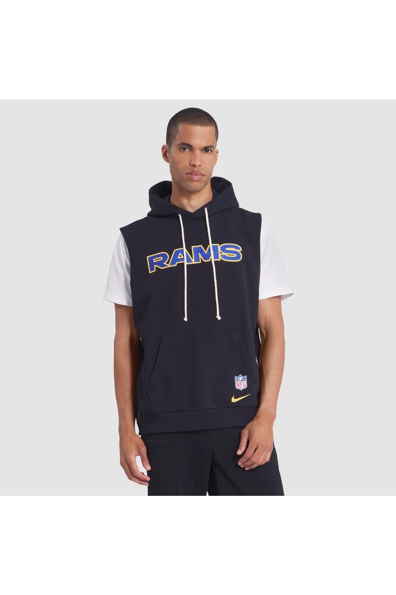 Men's Nike Midnight Blue Los Angeles Rams 2025 Rivalries Collection Standard Issue Sideline Dri-FIT Sleeveless Hoodie, Main, color, Dark Blue