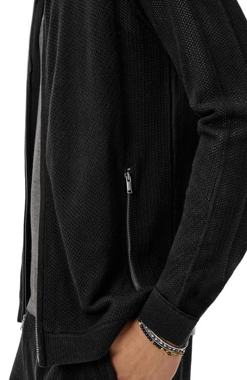 John Varvatos Lazo Full Zip Mesh Sweater Hoodie