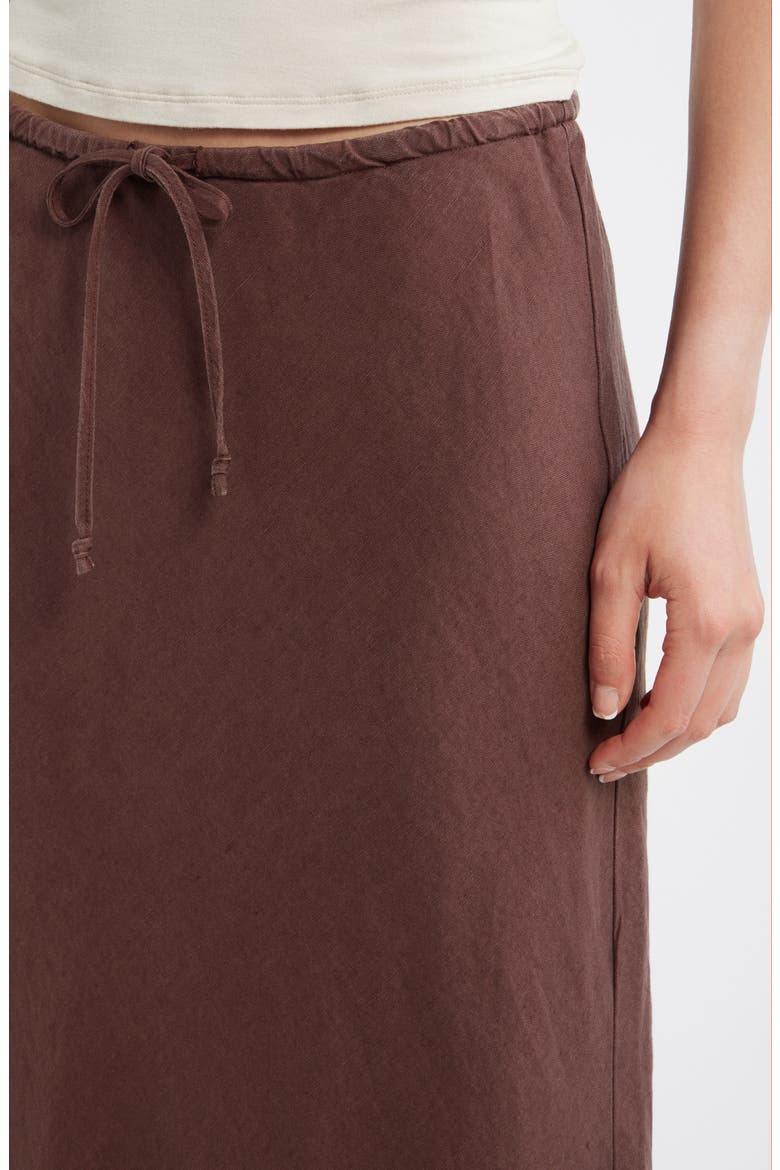 Avery Linen Blend Midi Skirt, Alternate, color, CHOCOLATE