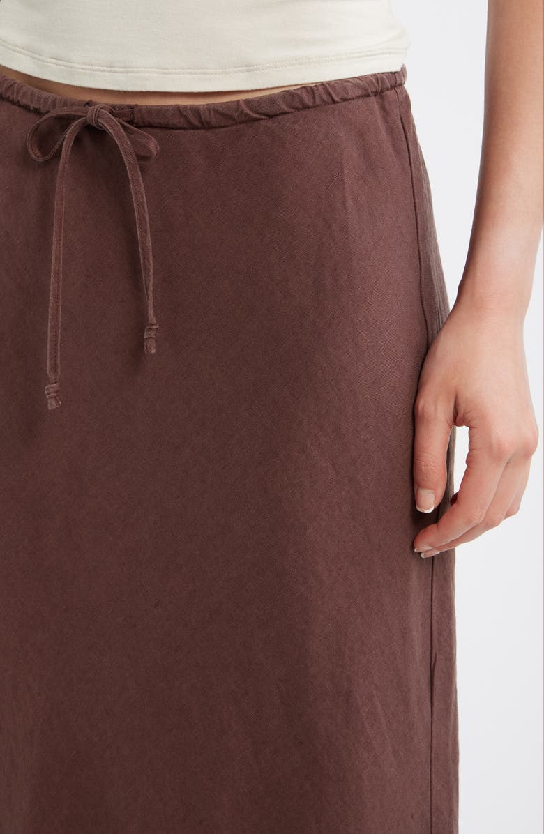 Marine Layer Avery Linen Blend Midi Skirt, Alternate, color, Chocolate