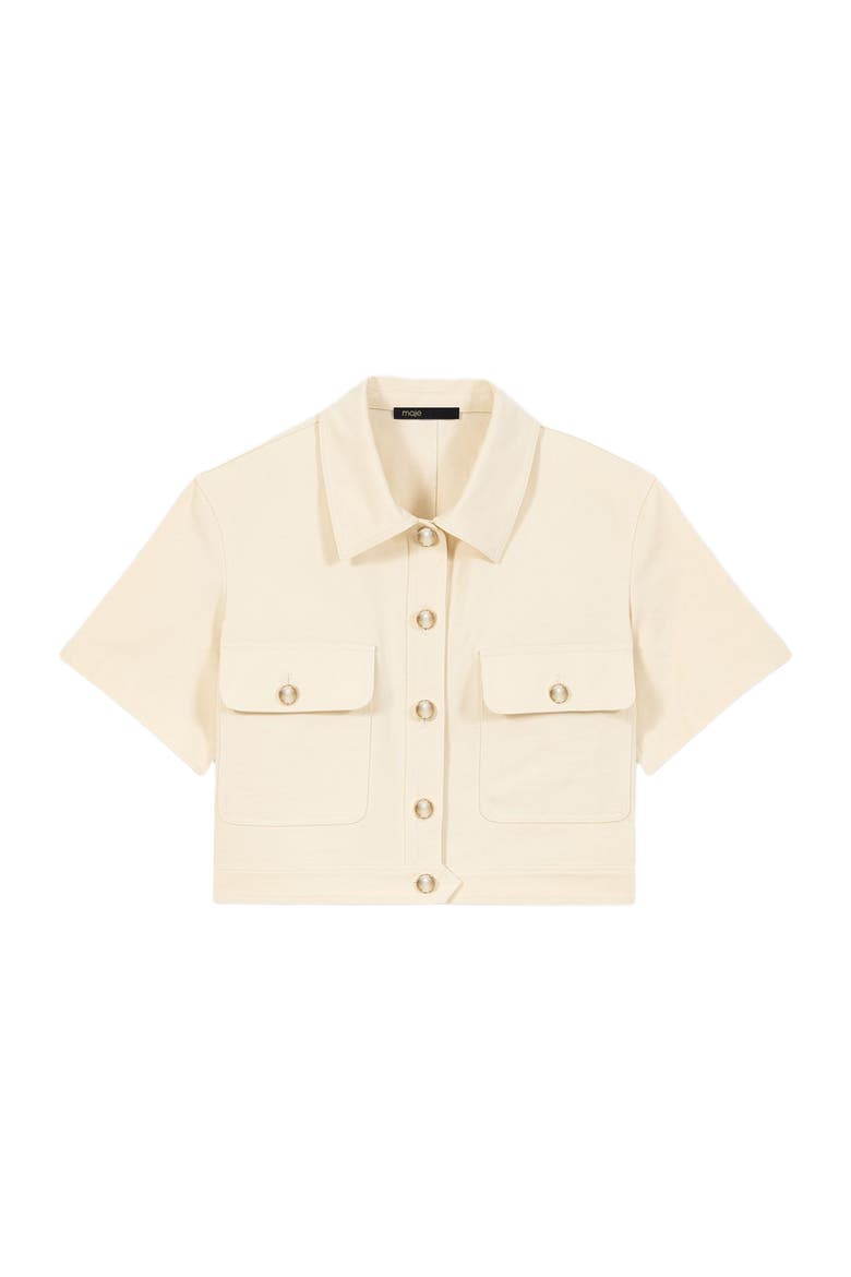 Short-sleeved cropped jacket, Alternate, color, Ecru