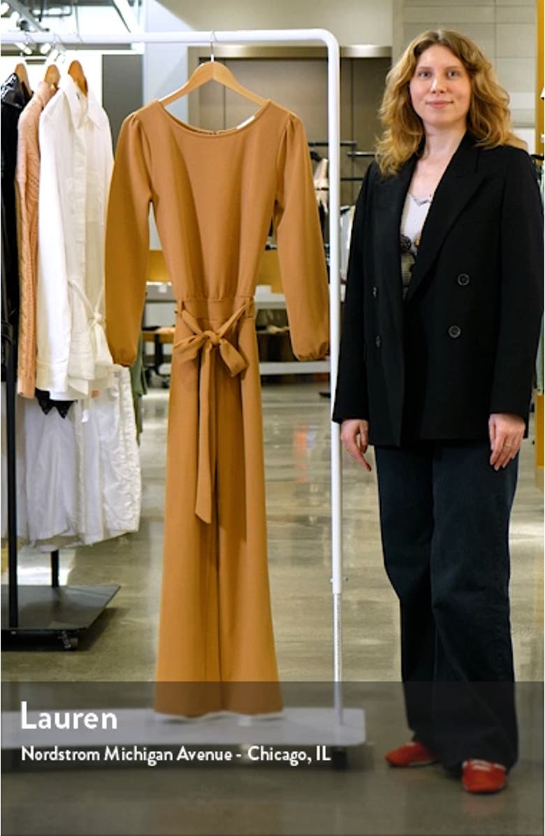 Laurie Long Sleeve Tie Waist Jumpsuit, sales video thumbnail