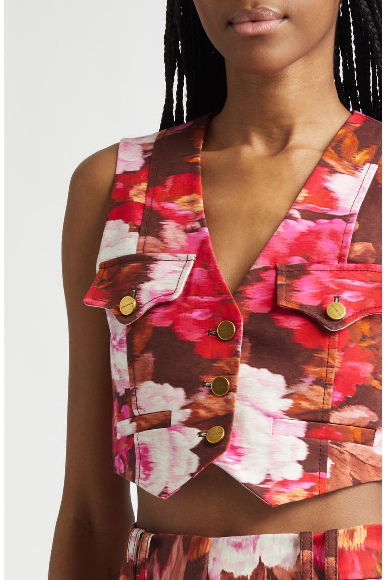 Luna Print Drill Vest, Alternate, color, CHOCOLATE ROSE