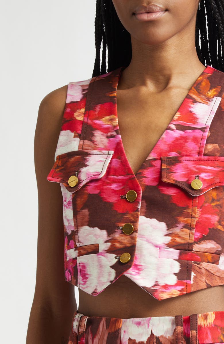 Zimmermann Luna Print Drill Vest, Alternate, color, Chocolate Rose