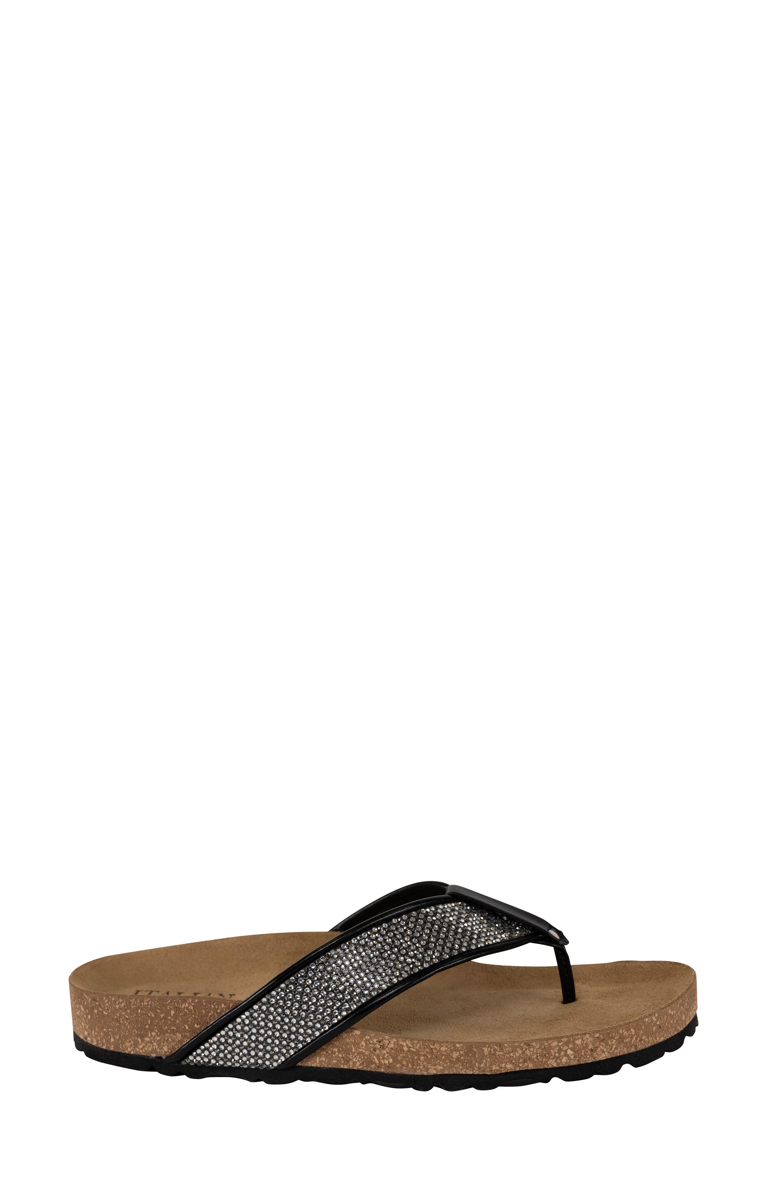 ITALIAN SHOEMAKERS Delani Embellished Flip Flop, Alternate, color, Black