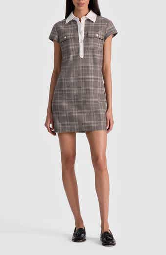 Alice + Olivia Darby Plaid Contrast Detail Minidress
