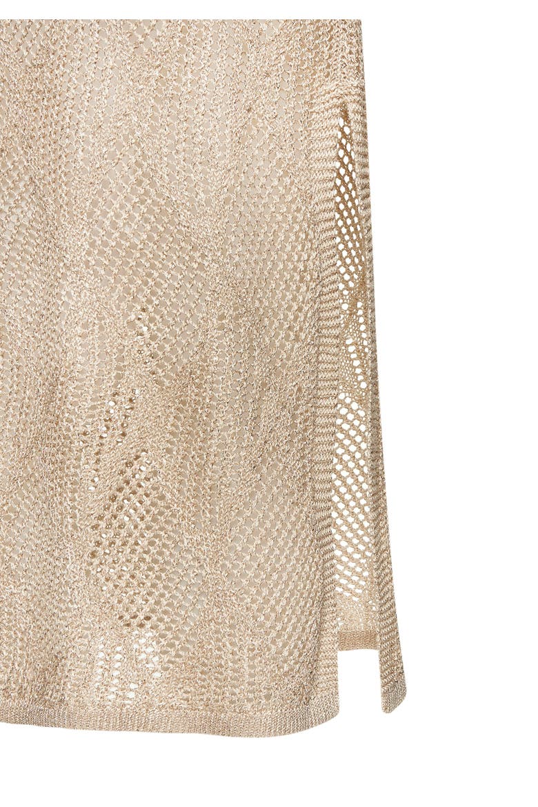 Crochet Midi Dress Cover Up, Alternate, color, Beige Gold