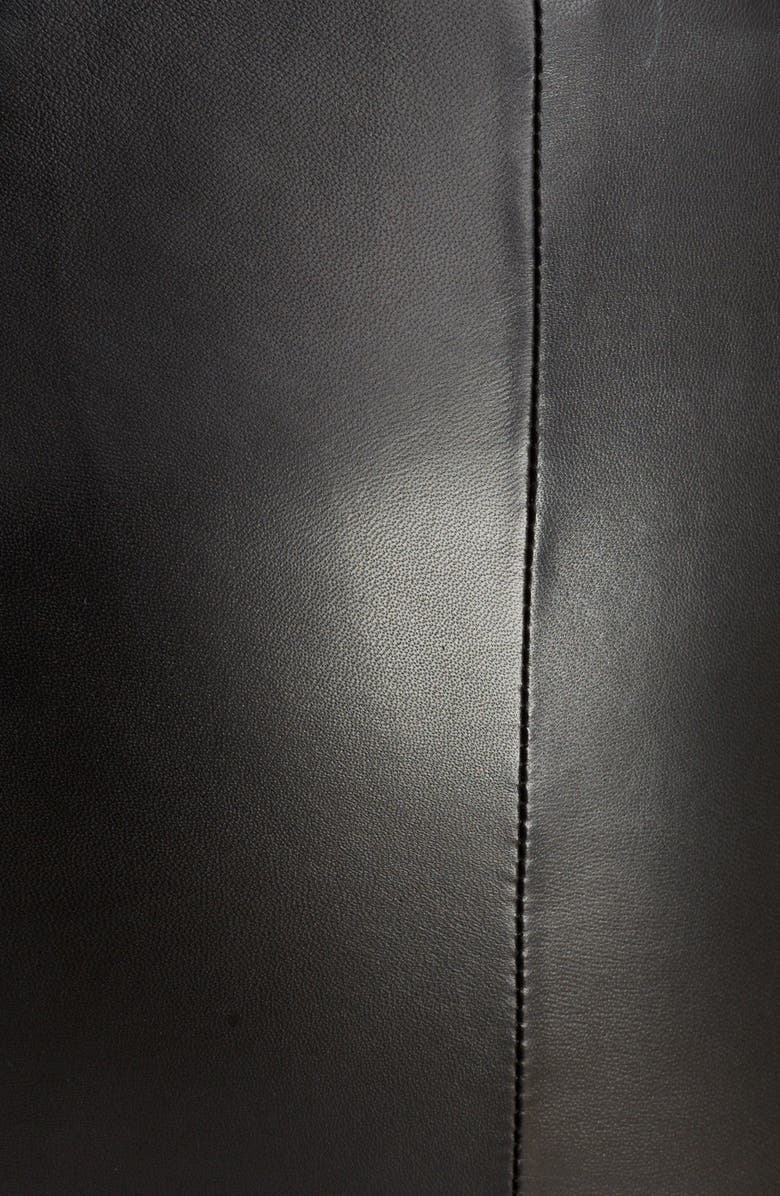 Balmain Lace Hem Lambskin Leather Miniskirt, Alternate, color,