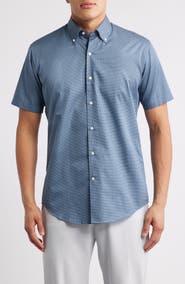 Peter Millar Zollar Geometric Print Short Sleeve Button-Down Shirt