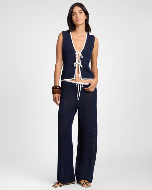 Onia Linen Knit Drawstring Pant In Blue