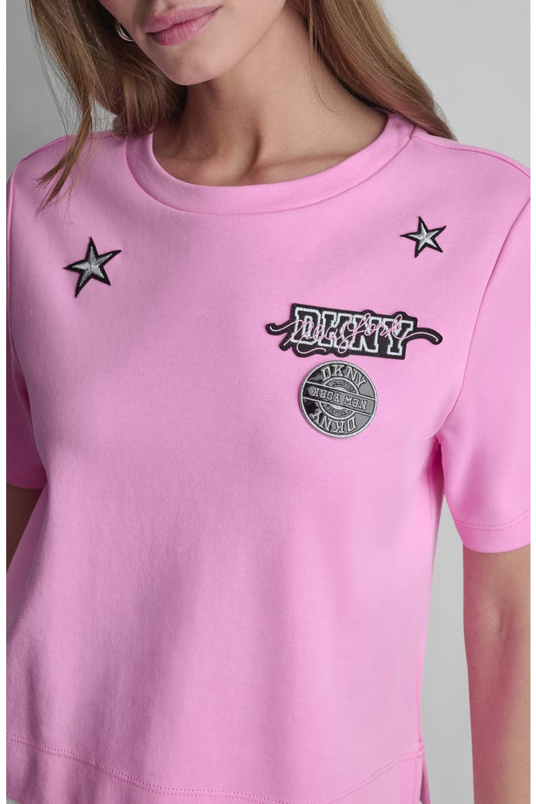 Pins & Patches Crop Cotton T-Shirt, Alternate, color, BRIGHT PEONY