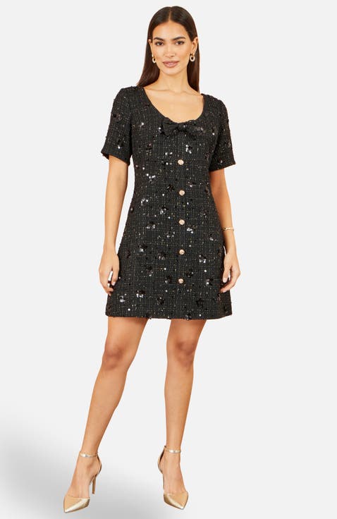 Boucle Bow Mini Dress