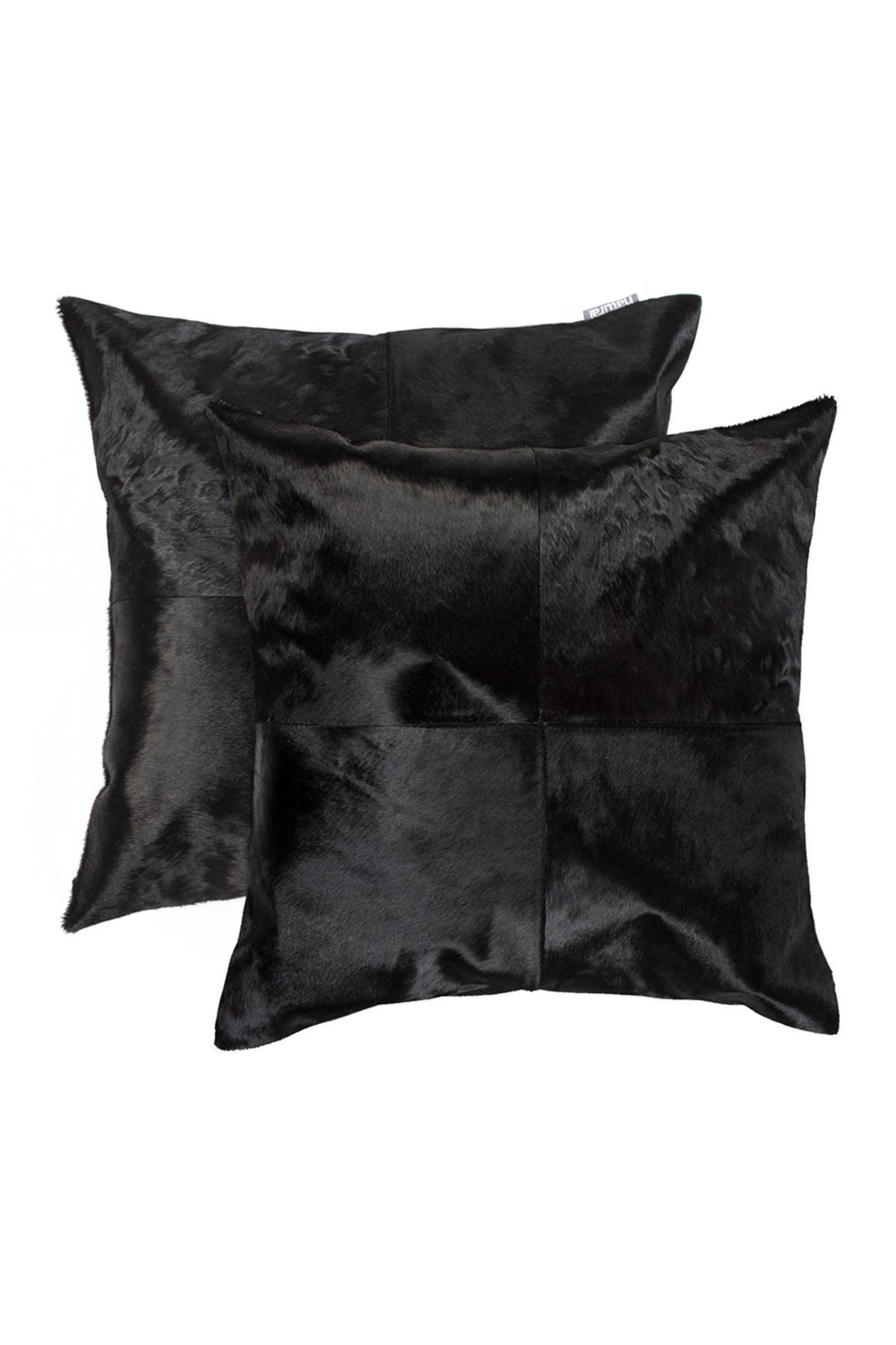 Torino Quattro Genuine Cowhide Pillow - Set of 2 - 18"x18" - Black