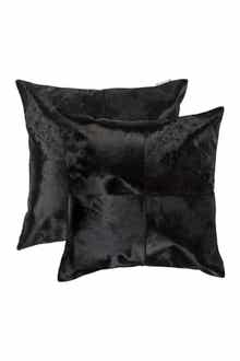 Torino Quattro Genuine Cowhide Pillow - Set of 2 - 18"x18" - Black