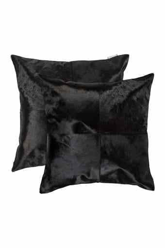 Torino Quattro Genuine Cowhide Pillow - Set of 2 - 18"x18" - Black