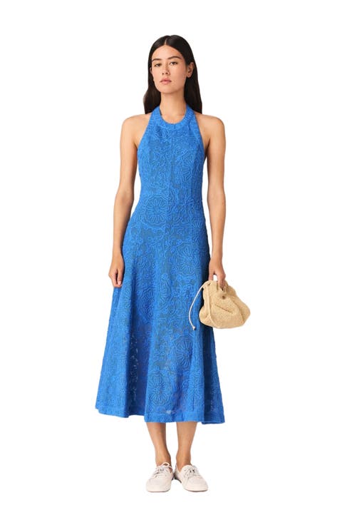 Backless guipure maxi dress