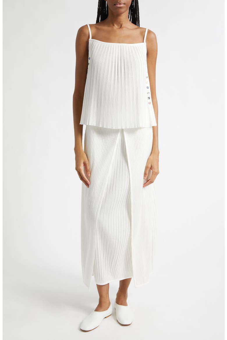 Pleated Side Button Camisole, Alternate, color, IVORY