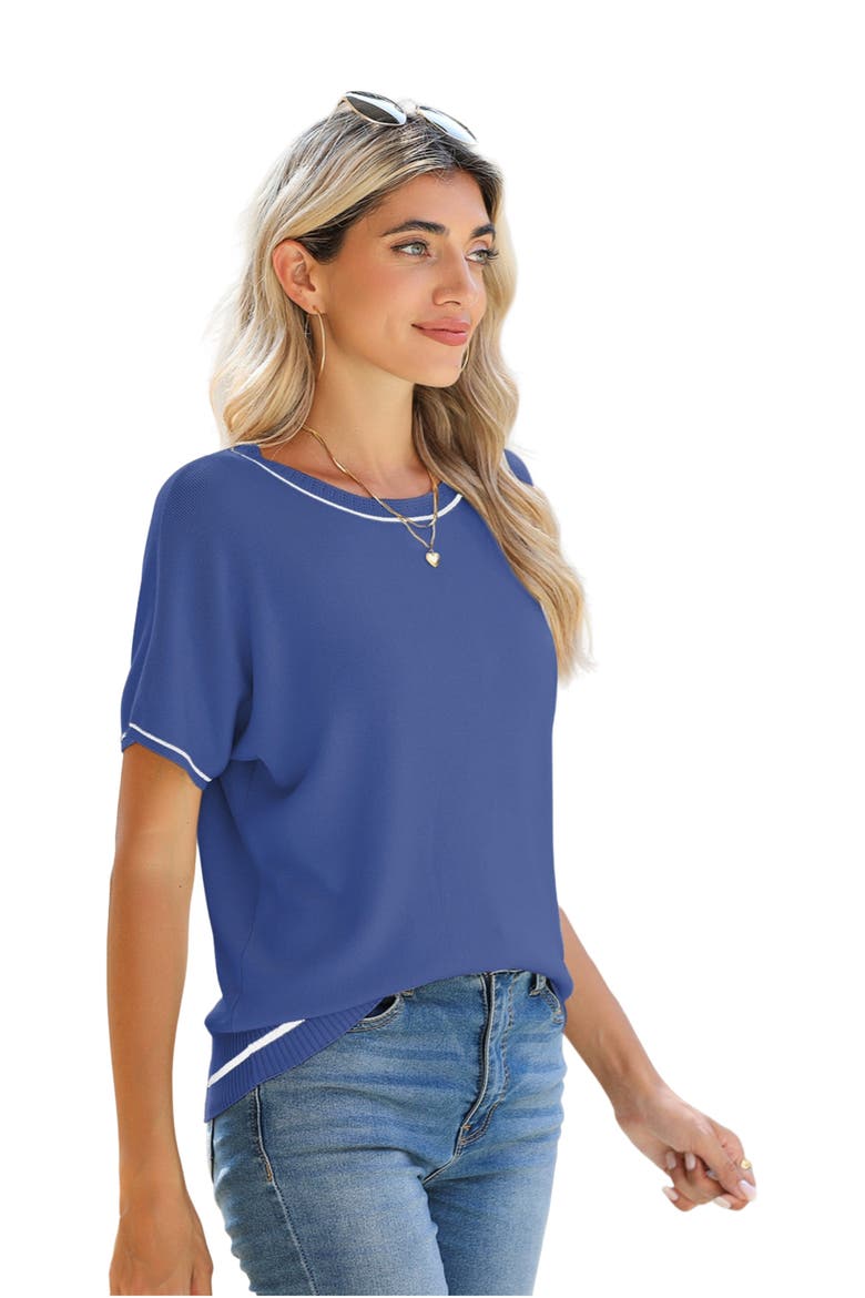 Lightweight Soft Knit Crewneck Top, Alternate, color, Blue