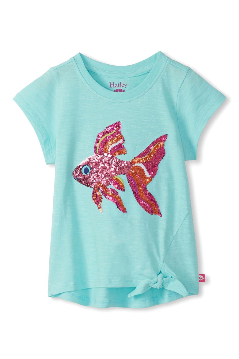 Kids' Tropical Fish Front Tie Top, Main, color, AQUA SPLASH