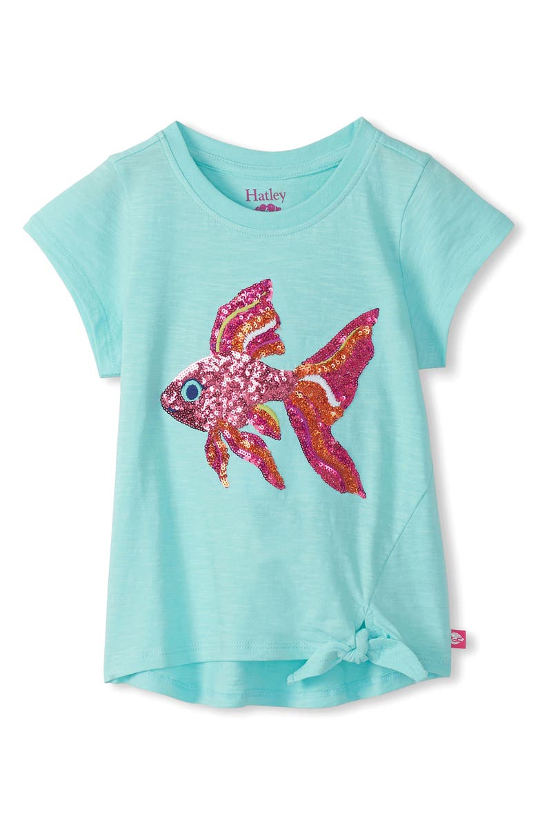 Hatley Kids' Tropical Fish Front Tie Top, Main, color, Aqua Splash