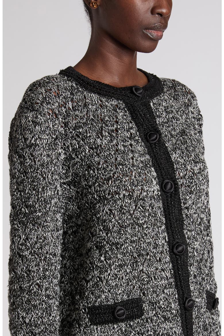 Metallic Linen Blend Jacket, Alternate, color, IVORY/ BLACK