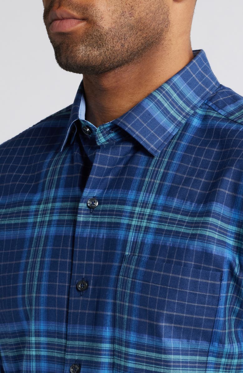 Tommy Bahama Lazlo Montlake Check Stretch Cotton & Silk Button-Up Shirt, Alternate, color, 
