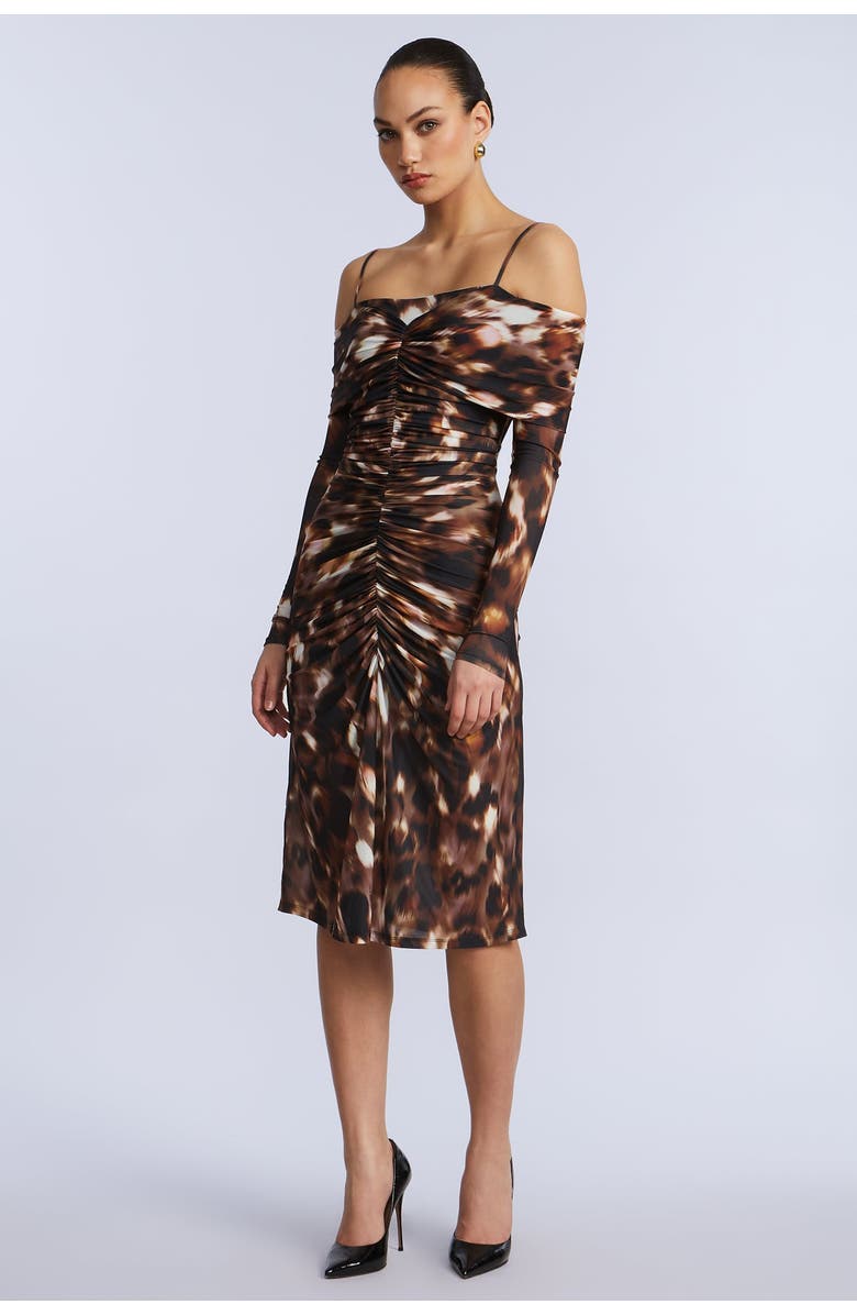 BCBGMAXAZRIA Jersey Off Shoulder Dress, Alternate, color, Leopard Desert Palm Print