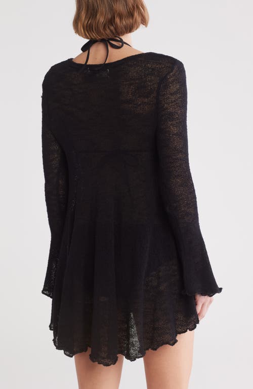 Free People Long Sleeve Tunic Sweater In Black