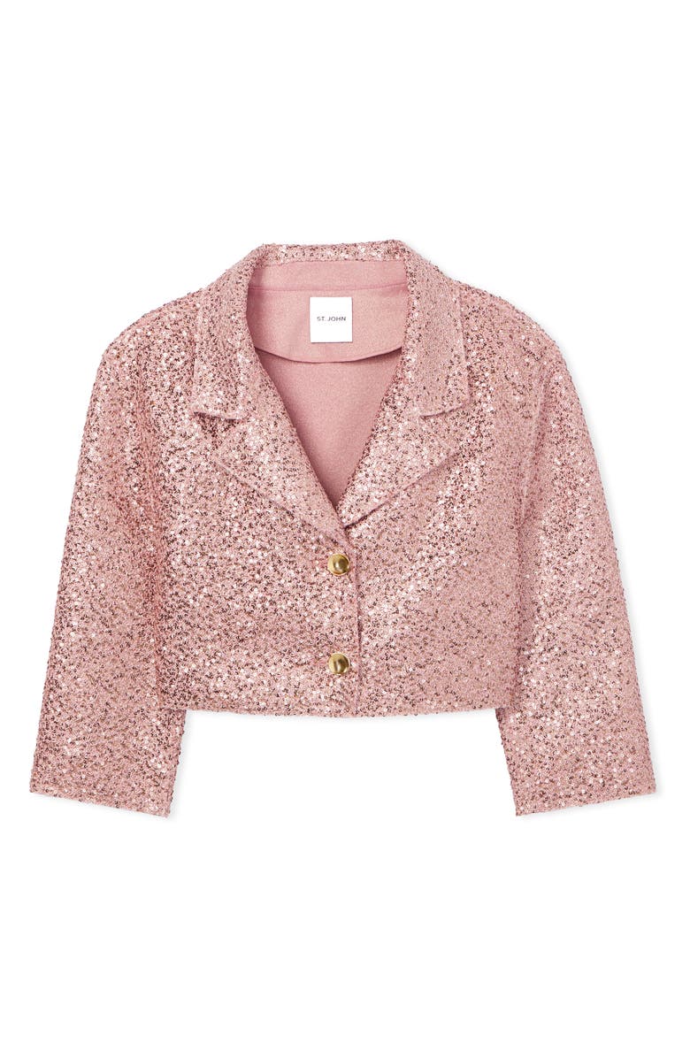 St. John Evening Sequin Knit Crop Jacket, Alternate, color, 