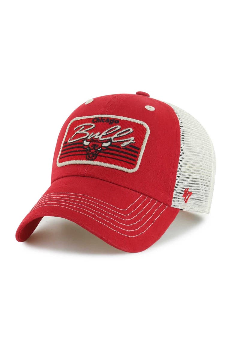 Men's '47 Red Chicago Bulls Five Point Patch Clean Up Adjustable Hat, Main, color, Red