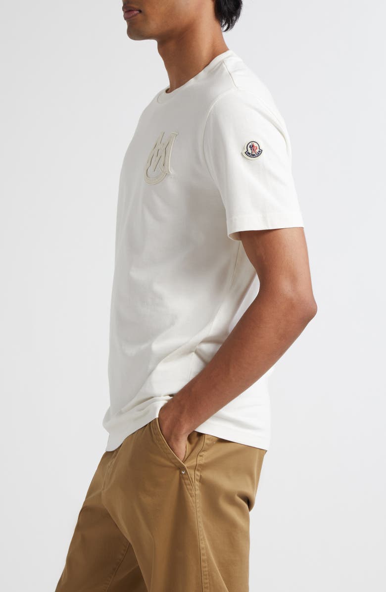 Moncler Monogram Logo Cotton T-Shirt, Alternate, color, Bright White