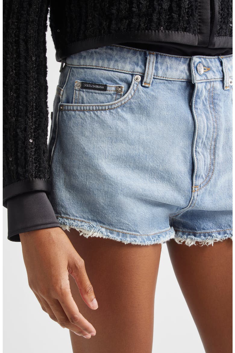 Frayed Hem Denim Shorts, Alternate, color, S9001 BLUE
