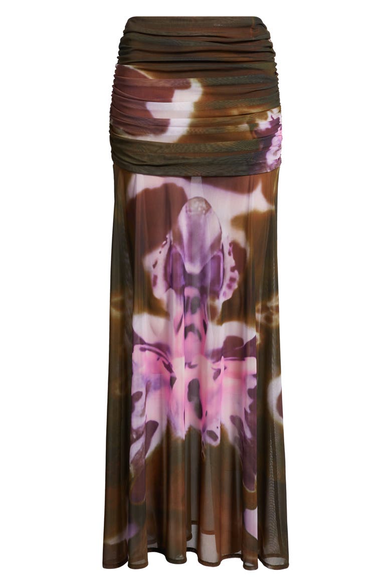 Susurro Print Semi Sheer Maxi Skirt, Alternate, color, MOKA