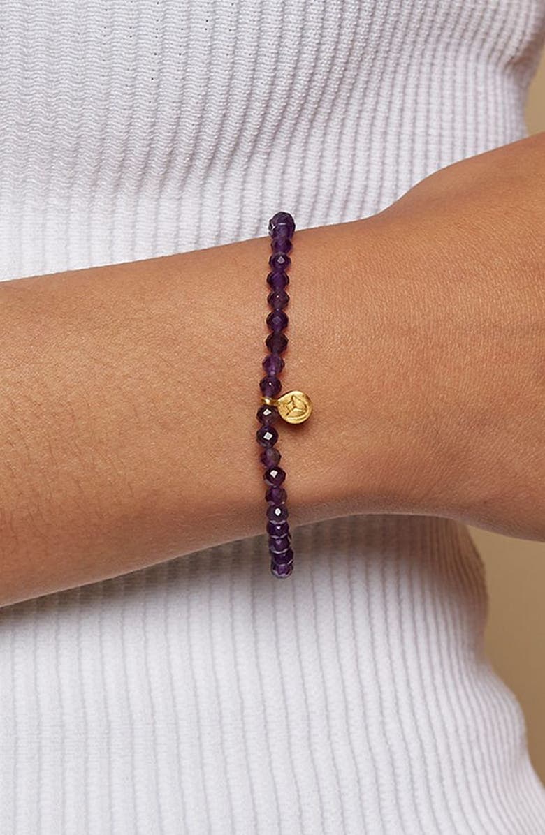 Satya Jewelry Tranquility Lotus Amethyst Gemstone Bracelet, Alternate, color, Purple