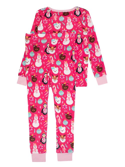 Rufflebutts Girls Softsnooze Ruffle Long Sleeve Pajama Set In Pink