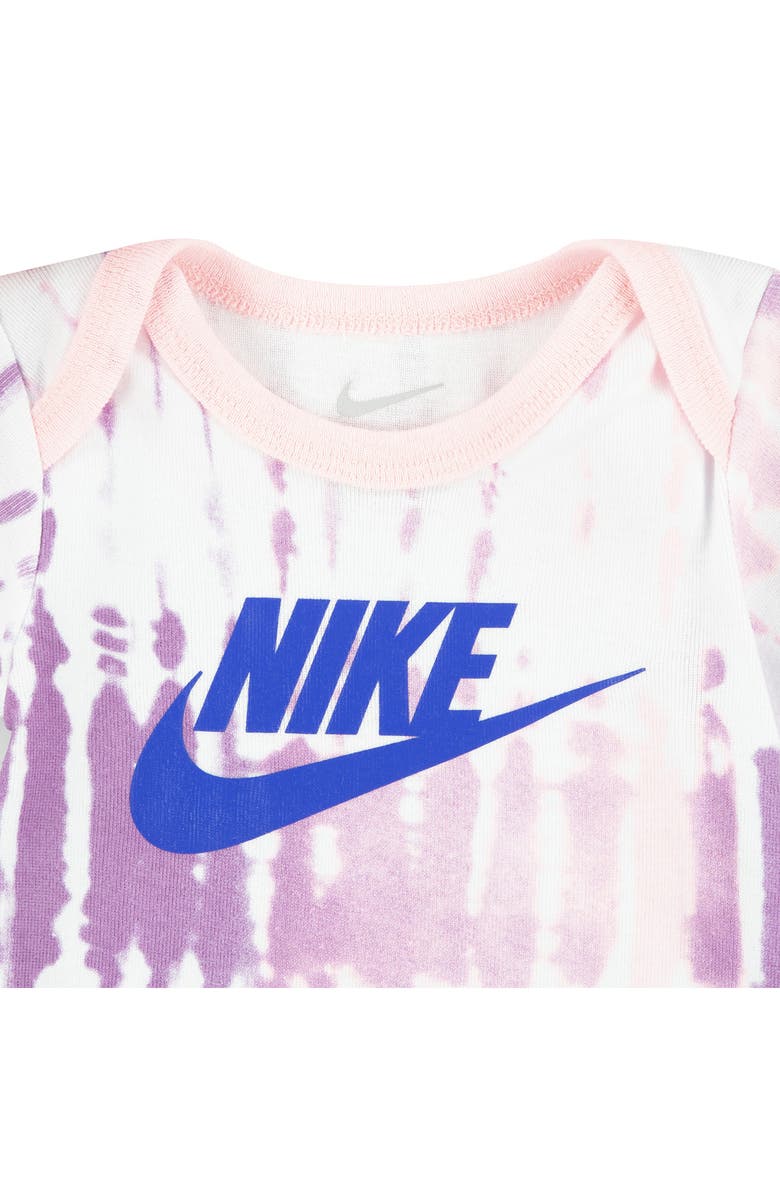 Nike Tie Dye Logo Bodysuit, Headband & Bib Set, Alternate, color, White