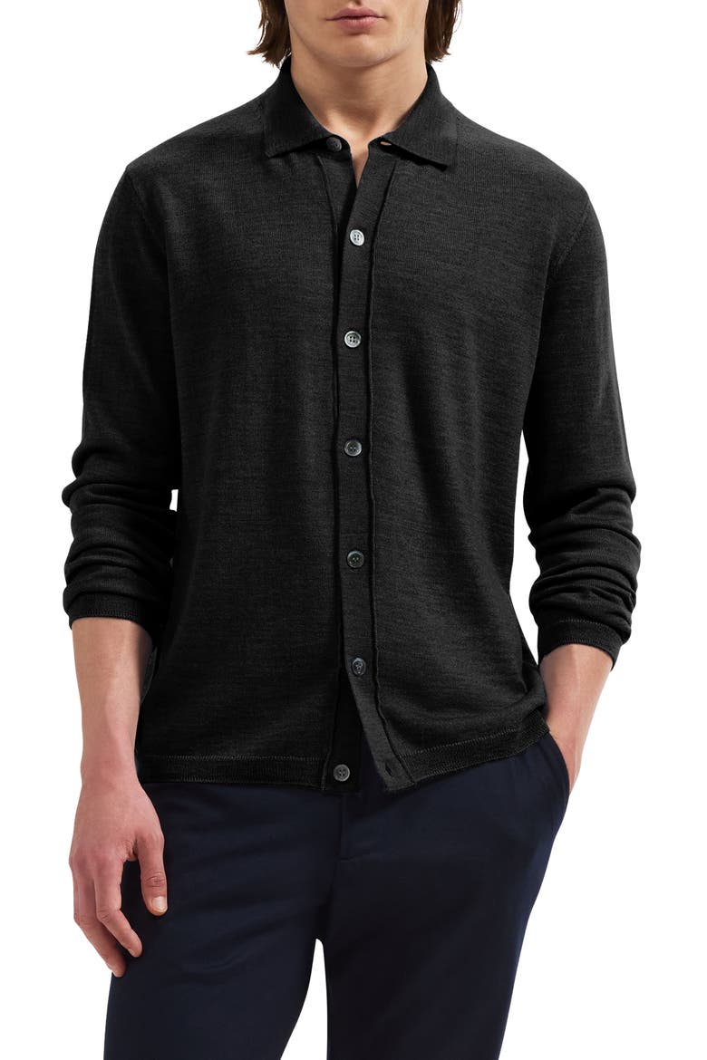 Alistair Merino Wool Cardigan, Main, color, BLACK