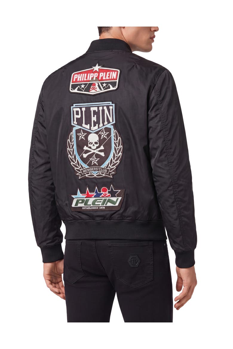 Nylon Bomber Patches Men, Alternate, color, black