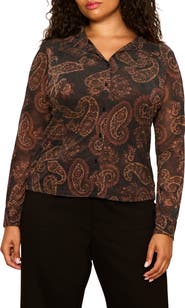 Sanctuary Fitted Mesh Button-Up Shirt