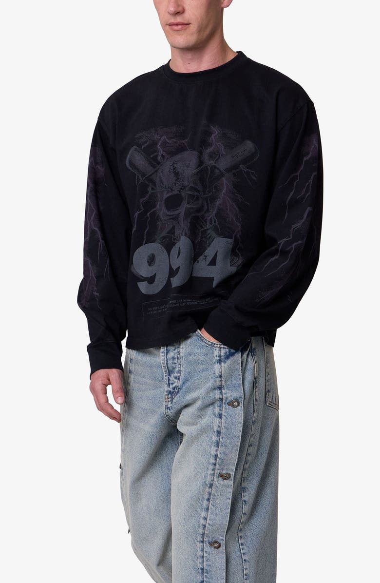 mnml Crossbones Oversize Long Sleeve Cotton Graphic T-Shirt, Alternate, color,