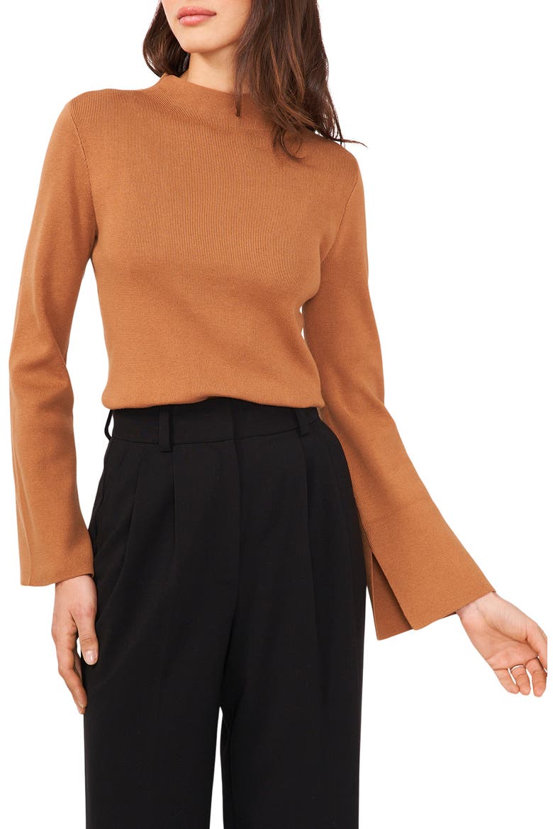 Funnel Neck Cotton Blend Sweater, Main, color, DESERT CAMEL
