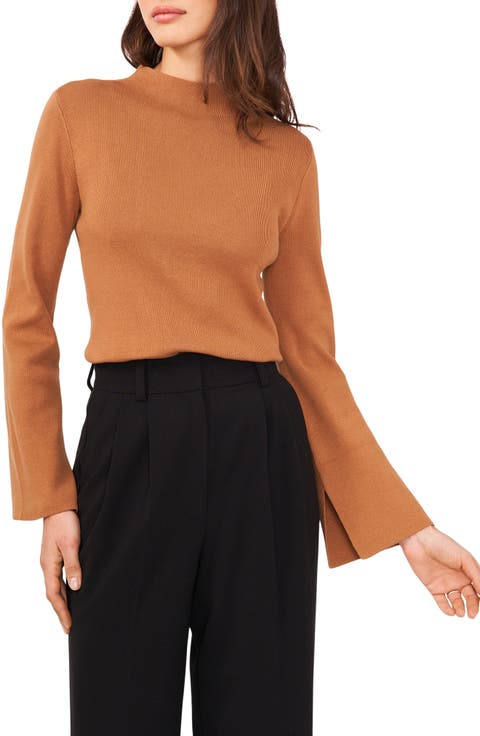Funnel Neck Cotton Blend Sweater