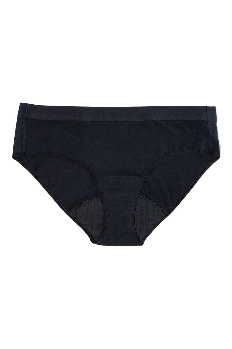 Period & Leakproof High Absorbency Stretch Cotton Briefs, Alternate, color, BLACK