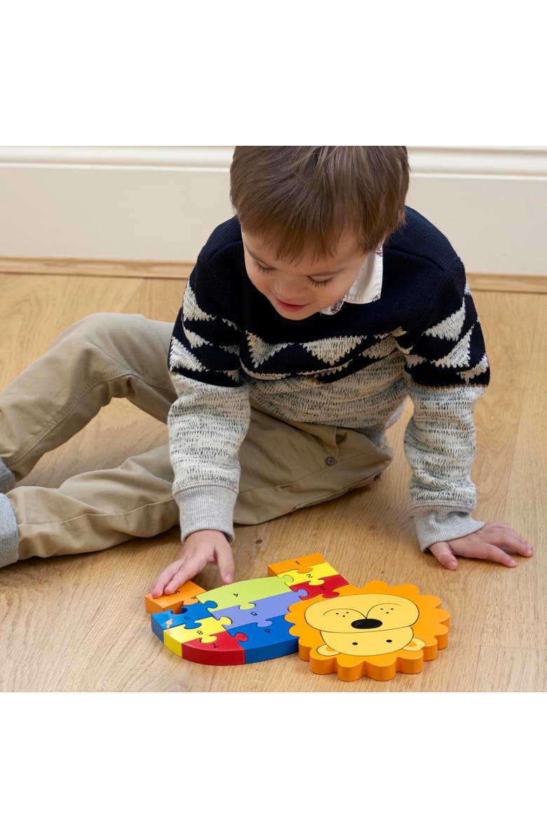 ORANGE TREE TOYS Lion Number Puzzle, 11 Piece Wooden Animal Shaped Puzzle, Alternate, color, Multicolored