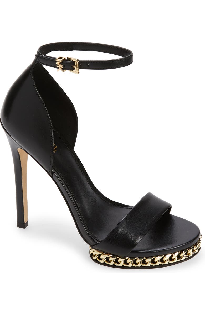 MICHAEL Michael Kors Jordyn Ankle Strap Chain Platform Sandal, Main, color, Black
