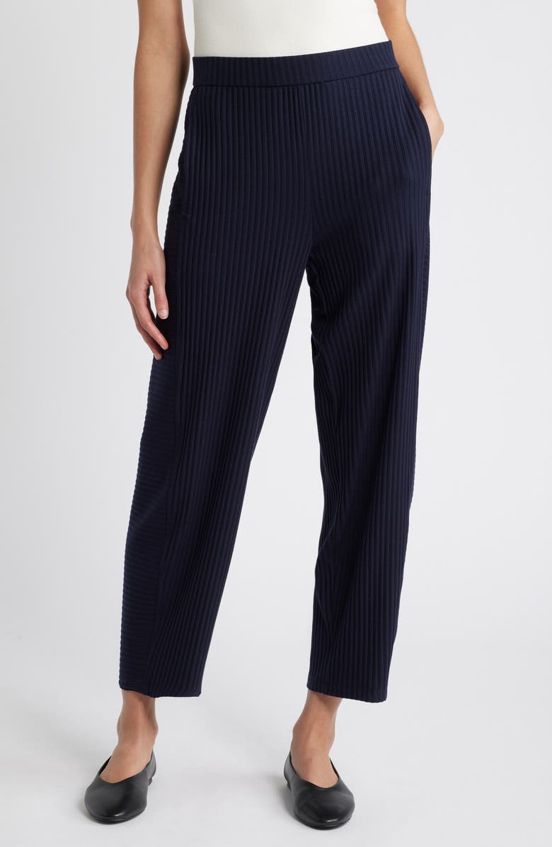 Eileen Fisher Ankle Length Rib Lantern Pants, Main, color, Ink