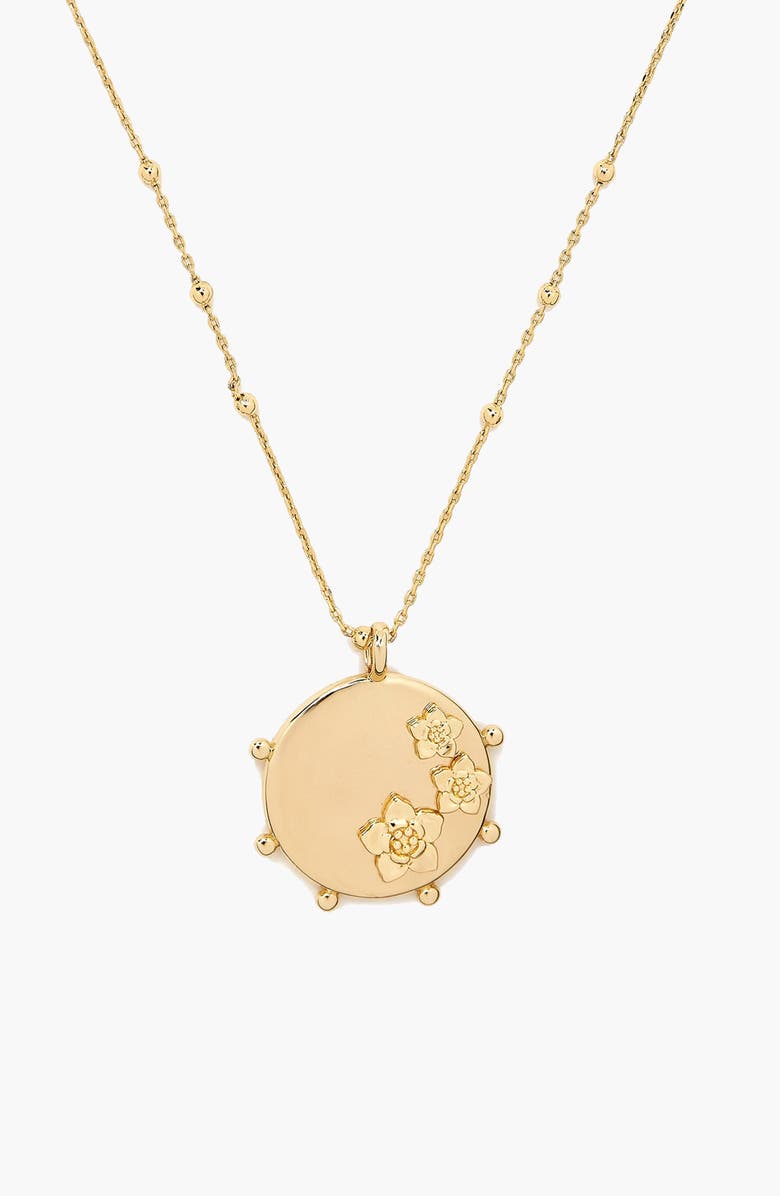 YOJ Mali Flower Pendant Short Necklace in Gold, Main, color, Gold